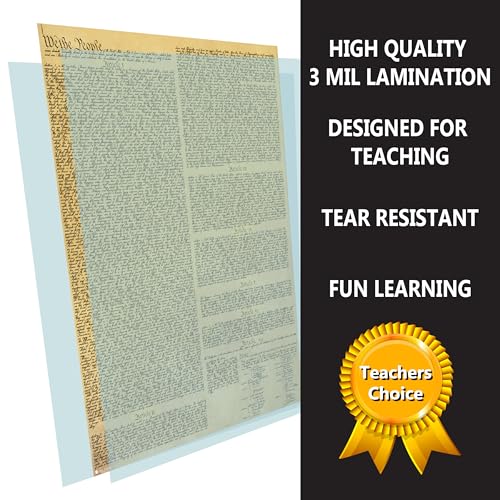 American Founding documents Laminated 3 pack EXTRA LARGE: US Constitution, Declaration of Independence and Bill of Rights reproduction NOW with BIGGER clearer Letters Young N Refined