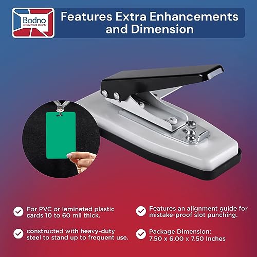 Bodno Hand Held ID Card Slot Punch – Black, PVC Card Compatible