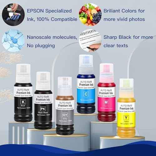 552 Ink Refill Bottles Use for EcoTank Photo ET-8550, EcoTank Photo ET-8500£¨BK PBK C M Y GY, 600ml£©