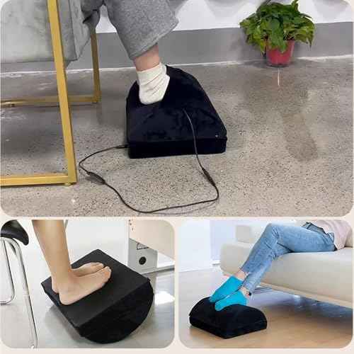 Heated Foot Rest Under Desk at Work, Desk Foot Stool with Heat, Adjustable Height, 3 Heat Levels and Timer Foot Warmer Feet Heater for Office Chair, Gaming Home Use