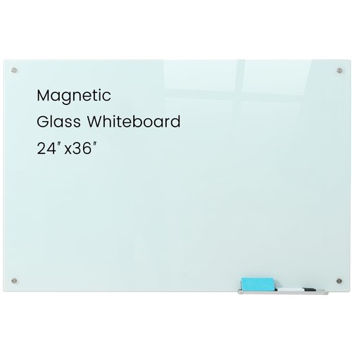 Gooderboard Glass Magnetic White Board - 36 x24 Inches Frameless Dry Erase Glass Whiteboard for Wall, Writing Board for Office, Classroom, Home and Presentation