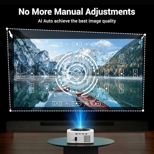 HAPPRUN 1500 ANSI Bright Outdoor 4K Smart Projector with Built-in Apps, Dolby Audio, White