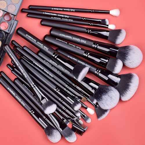 29pcs Black Professional Makeup Brush Set Kabuki Powder Concealers Eye shadows Blush Eyeliner Eyebrow Contour Eye blending Brushes (29pcs brush+black barrel)