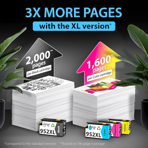 Smart Ink HP 952XL Compatible Ink Cartridges 4-Color Combo Pack for OfficeJet Pro