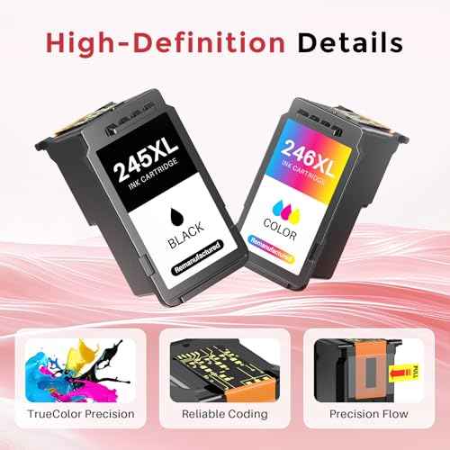 Kuva 245XL 246XL Ink Cartridge Combo Pack Replacement for Canon Ink 245 and 246 PG245 CL246 MX490 TR4520 MG2522 TR4500 TR4520 TS3322 TS3122 TS3320(PG245xl Black, CL246xl Tri-Color)