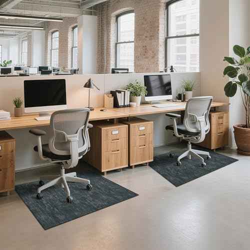 RUGSREAL Office Chair Mat for Hardwood Floor & Tile, 36x48 Modern Abstract Solid Floor Protector for Rolling Chairs Non-Slip Washable Computer Rugs Under Desk, Waterproof Easy-Glide Rug Pad, Black