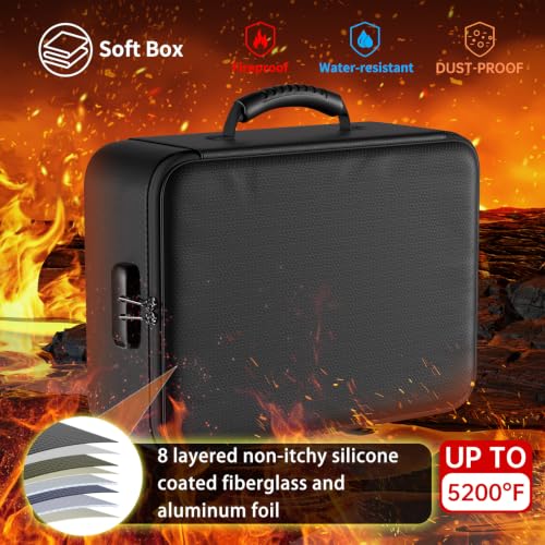 DocSafe 15x11x4.1 Inch Fireproof Document Organizer Box with Lock – Black
