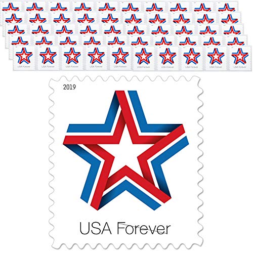 United States Postal Service 50 Count Forever First Class Postage Stamps - Patriotic Ribbon Design, Strip of 50
