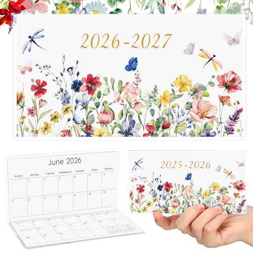 ReliThick 2026-2027 Pocket Calendar for Purse Small Monthly Planner Notebook with PVC Cover Pocket Calendar Journals Notepads Appreciation Present Gift for Women Mom Friends Teacher(Wildflowers)