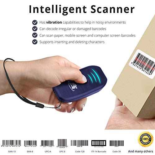 ScanAvenger Portable Mini-Wireless Bluetooth Barcode Scanner: Hand Scanners - Cordless, Rechargeable 1D Scan Gun for Inventory Management Wireless, Handheld USB (1D Only Mini Barcode Reader)