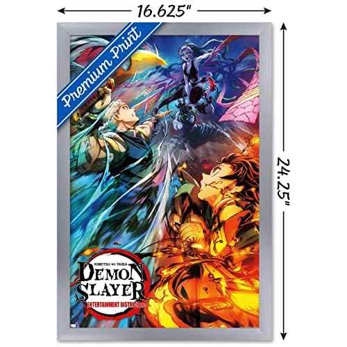 Trends International Demon Slayer - Key Visual 2 Wall Poster, 14.725" x 22.375", Silver Framed Version