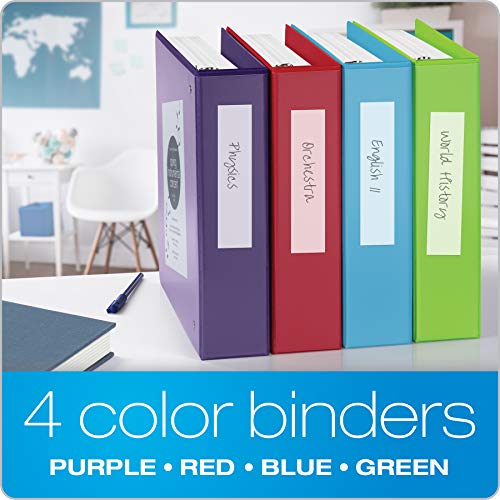 Cardinal 3 Ring Binders - 2 Inch Durable Office & School Binder, Assorted Colors, 4 Pack