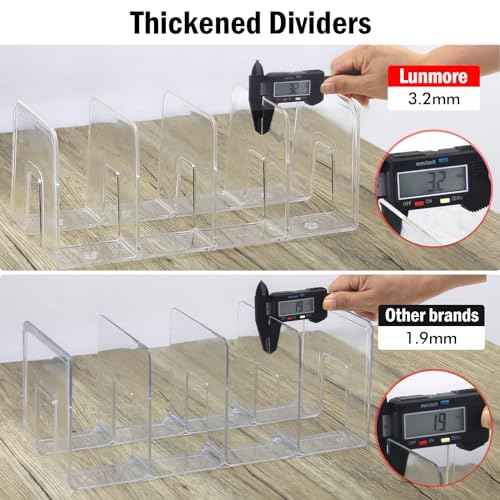 Clear Desktop Book Organizer, Creative Book Stand, Divider Bookshelf for Home School and Office, Non-Acrylic Stand Bookshelves (4 Sections), Transparent, Pack of 2