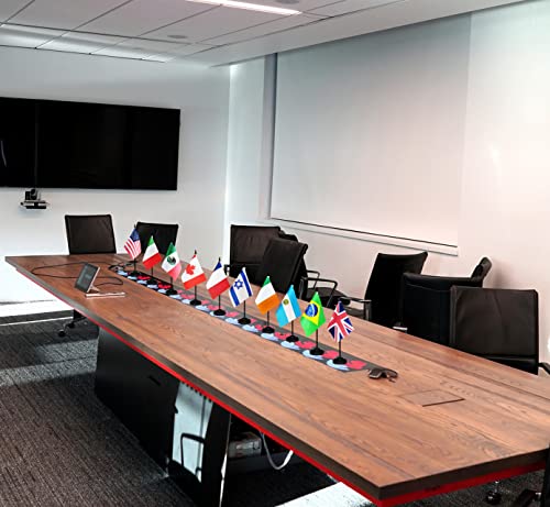 USA 12 Pack Desk Flags Set with Black Poles - Small Table Decorations for Office & Home