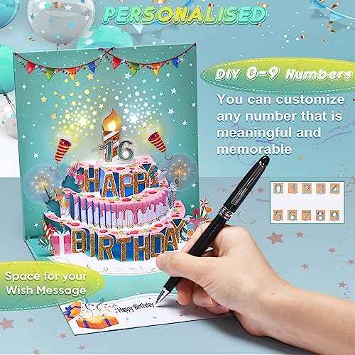 Musical Birthday Cards, 3D Pop Up LIGHT Blowable Cake Happy Birthday Cards with Music and Cheers Sound, Funny Popup Greeting Card Birthday Gifts for Kids, Women, Men, Daughter, Mom