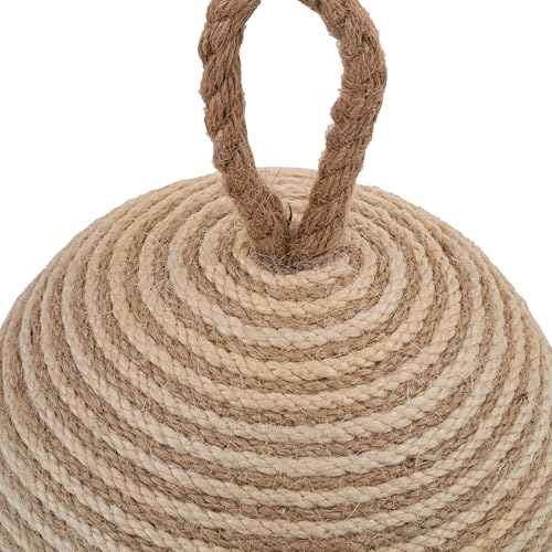 PEMAR Natural Wicker Door Stopper with Handle, Rustic Farmhouse Decorative Door Stop, Heavy Indoor Doorstop, Nautical Blocker Jammer 6.3''D Sphere Ball Shape (Jute)