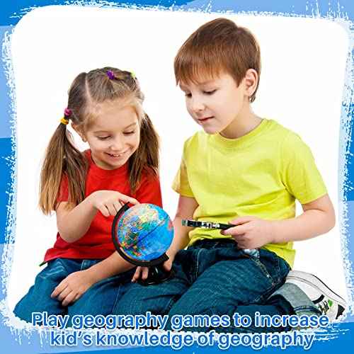 Meooeck 12 Pcs World Globe with Stand 4.6 Inch Geographic World Globe Bulk for Kids Students Learning Educational Classroom Desk Table Decoration, Blue