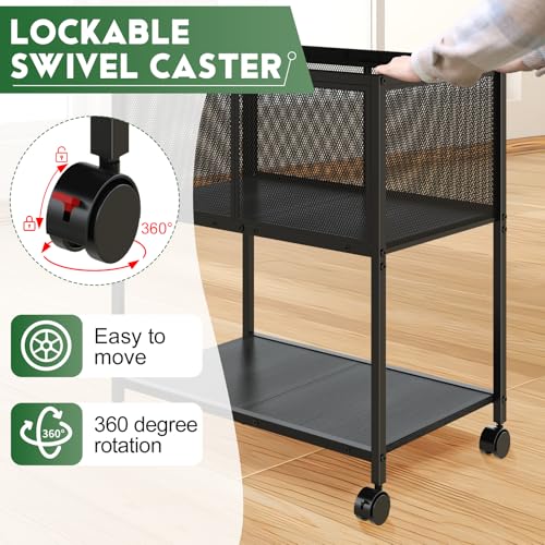 Sbanmao Black Rolling File Cart with Wheels | 14.56"D x 23.62"W x 26.78"H Mobile File Cabinet for Home Office
