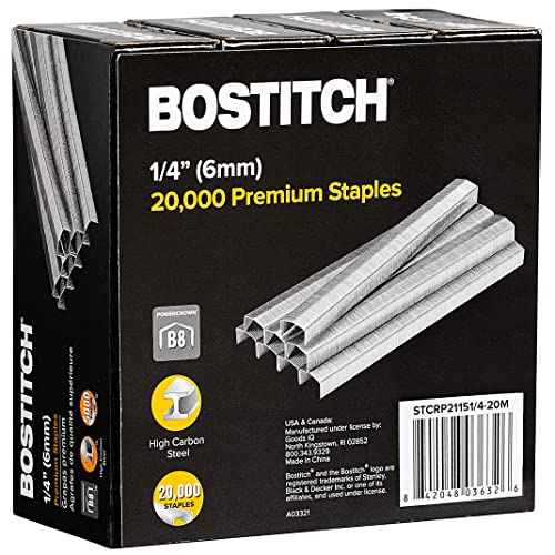 Bostitch B8 Staples 1/4 Inch PowerCrown Staples - Pack of 20,000