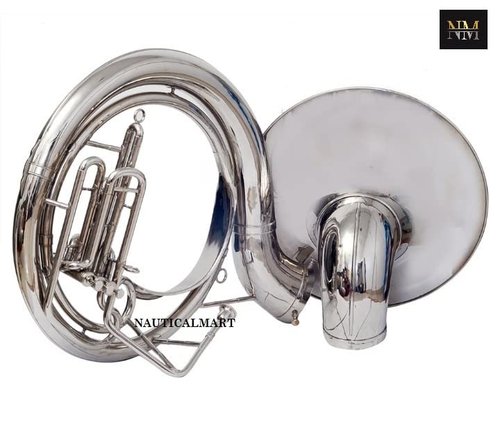 Brass Bb 22" Valve Sousaphone Mouth Piece with Carry Bag Handmade Musical Instrument Gift (Silver)