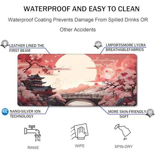 Japanese Large Gaming Mouse Pad with Stitched Edges, 31.5" x 15.7" Large Extended Computer Pad, Mouse Pad Protector with Non-Slip Waterproof Rubber Base for Laptop Office Accessories, Sunset