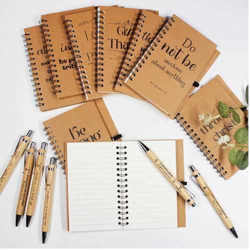 60Pcs Christian Gifts Prayer Journal, 30 Bulk Spiral Notebooks with 30 Bible Pens for Christian Women Men, Easter Gifts Church Supplies for Sermon Notes, Pocket Bible Journal Notebooks