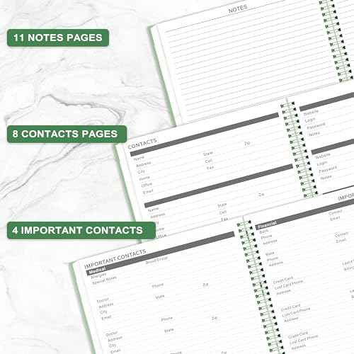 2026 Monthly Planner - 2026 Planner/Calendar, Jan 2026 - DEC 2026, 9" x 11", Thick Paper, Twin-Wire Binding, Monthly Planner with Tabs & Pocket & Label, Green