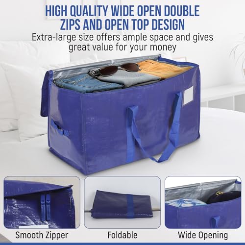 Heavy Duty Moving Bags 6 Pack, 90L Extra Large Storage with Zipper &