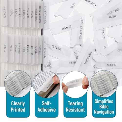 Mr. Pen- Bible Tabs, 75 Tabs, Transparent White Laminated Bible Tabs for Women and Men, Bible Tabs for Study Bible Index Tabs, Bible Labels Tabs, Mr Pen Bible Tabs for Women Study Bible