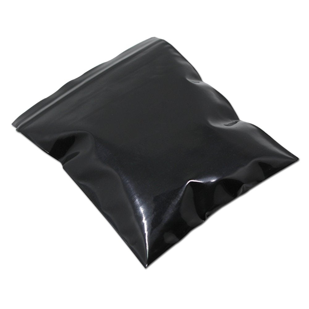 PABCK 100 Pieces Black Reclosable Zip Bags 5.1mil Thickness Poly Plastic Packaging Resealable Zipper Lock Closure Bag for Storage (3.1x4.7 inch)