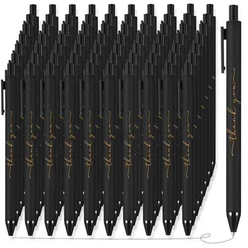 200pcs Thank You Pens Bulk Cute Multicolor Ballpoint Pen for Server Christmas Employee Appreciation Gifts for Nurse office Coworker Staff Team (Black)