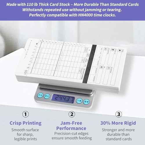 300 HN4000 Time Cards for Employee Time Clocks, Compatible with HN4000, HN2000, HN2500, HN4500, Card Numbers 1-50, Pre-Punched Holes, 6 Boxes of 50 Cards, Separate Packaging