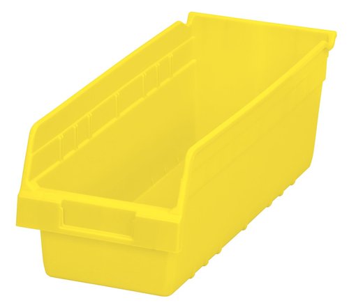 Akro-Mils 30098 ShelfMax Plastic Nesting Shelf Bin Box, 18-Inch Length x 6.75-Inch Width x 6-Inch Height, Yellow (10-Pack)