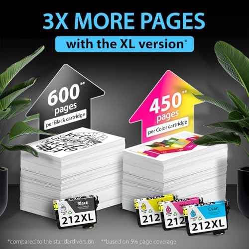 Smart Ink Remanufactured Ink Cartridges Replacement for Epson 212 212XL T212XL (Black and Cyan/Magenta/Yellow) to use with Epson Workforce series WF-2830 WF-2850 XP-4100 XP-4105 Printer (4 Combo Pack)