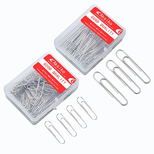 Aksiko 220pcs Paper Clips Set – Medium 1.3" & Jumbo 2" with Storage Boxes