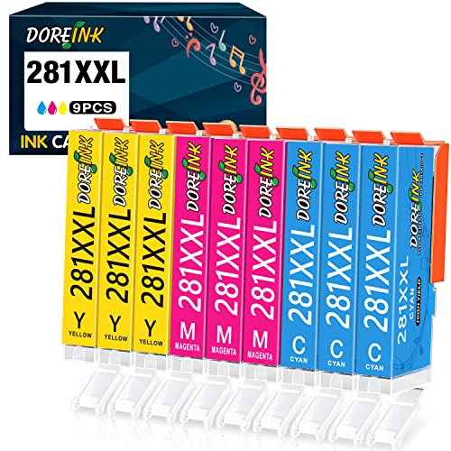 CLI-281XXL 9 Color Pack Compatible Replacement for Canon 281 Ink Cartridges for TR8520 TR8620 TS6320 TS9120 TS8320 TS6320 TS6220 TR7520 TS6120 (3Cyan, 3Magenta, 3Yellow) 9Pack