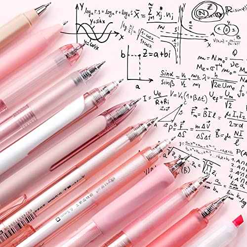 Four Candies Rose Series Gel Pens, Cute Writing Pens with Black & Pink Ink, 0.5 mm Smooth Fine Point, Back to School Office Supplies Girly Stationery Aesthetic Desk Accessories for Women, Set of 12