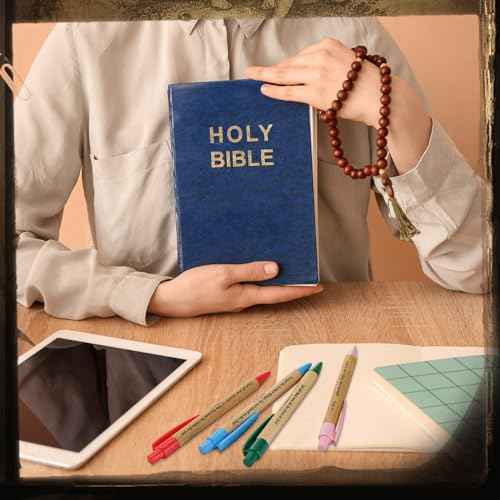 Cholemy 100 Pcs Christian Gifts Bible Verse Pens Bamboo Christian Christmas Religious Gifts Inspirational Quote Pens God Prayer Journal for Women Church School(Colorful)