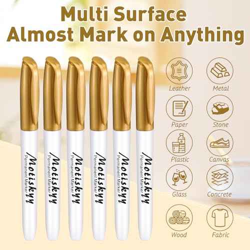 120 Pcs Metallic Permanent Markers Bulk: Gold Metallic Markers Fine Point Fine Tip Paint Markers for Gift Card Making, Artist Illustration, Industrial Marking