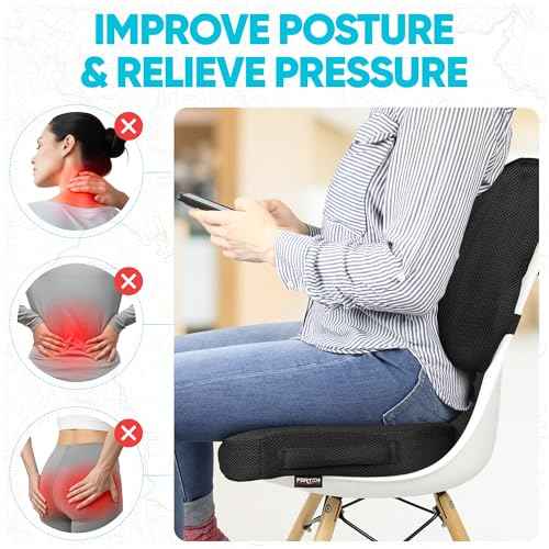 FORTEM Seat Cushion, Office Chair Cushion, Lumbar Support Pillow for Office Chair, Memory Foam Sciatica Coccyx Tailbone Pressure Pain Relief, Car Sitting Pad, Washable Non Slip, XL