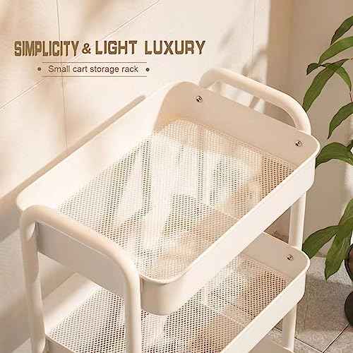 XIUSHE 3-Tier Metal Utility Cart Rolling Storage Organizer, Portable and Sturdy, Ideal for Office, Kitchen, Bathroom, Kids' Room, Classroom, White
