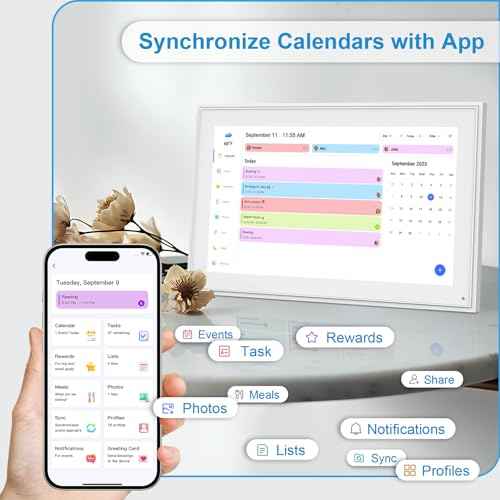 15.6 Inch Digital Calendar Wall Touchscreen&Chore Chart, 32GB Electronic Calendar+ Smart Family Planner, 1920*1080 HD Interactive Display For Your 2025 Daily Schedules, Wall and Desk Mountable