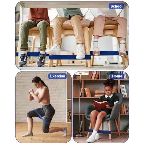 10 Pack Chair Bands for Kids with Fidgety Feet, Classroom Must Haves, Flexible Seating Chair Bands for Sensory Focus, Fidget ADHD Autism School Desks Supplies (Blue)