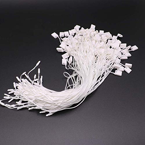 LGEGE 300Pcs 7-Inch White Nylon Hang Tags with Snap Lock Pins & Hooks