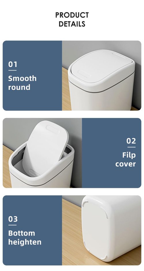 NowExp Mini Trash Can with Lid,Small Desk Trash Can,Countertop Mini Garbage Cans,Tiny Waste Basket,White