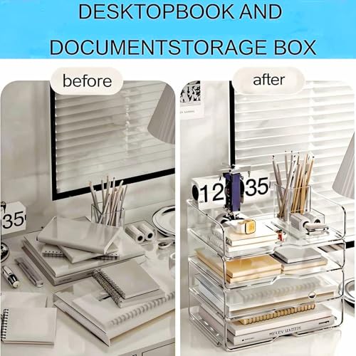 Large Capacity Desk Organizer, 4 Tier Paper Organizer, File Organizer for Desk, Stackable Paper Tray for Office, Home and School