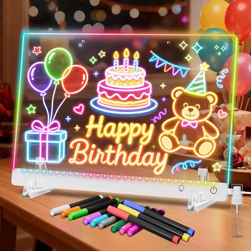 Gift4U White 14 x 13.7-Inch LED Drawing Board for Kids with 11 Light Effects