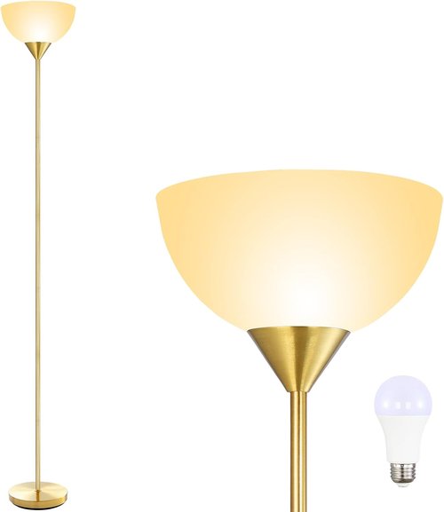 BoostArea 12W LED Floor Lamp - 70.1” Tall Torchiere with Eye-Caring Warm White Light | Perfect for Bedroom, Living Room, Office