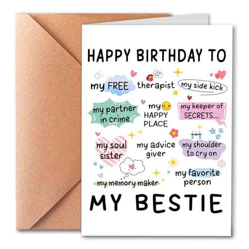 Best Friend Birthday Card, Friendship Cards, Bestie Birthday Card, Birthday Gifts for Bestie | Friend, Funny Birthday Cards for Women | Sister