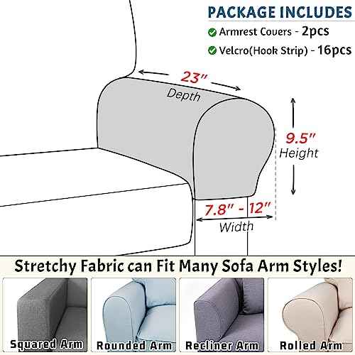 Roytub Stretch Couch Arm Covers, Breathable Armrest Cover for Sofas and Chairs Armrest Cover Keep Home Clean, Scratch-Resistant Sofa Arm Covers Protect and Decorate Your Sofa(Large, Chocolate, 2PCS)